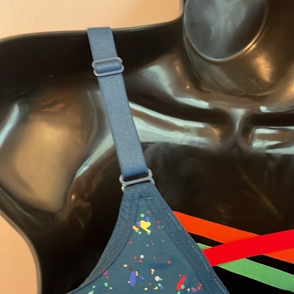 Cacique PRIDE Teal Rainbow Paint Splatter Bralette Sports Bra size 18/20 - Picture 10 of 13